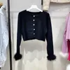 Magliette da donna Tees Spring Autumn French Fashion Knit Tops for Women Feathers Full Maniche O Neck Swater a maglia magnifica