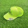 ファッションデザイナー蛍光グリーンボールキャップカジュアルレターカーブドブリム野球キャップ