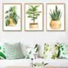 Canvas Painting House Plant Cactus Greenery Plant Monstera Leaf Poster Wall Art Picture Living Room Bedroom Home Decor No Frame Wo6