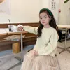 家族を一致させる服装子供服の女の子ソフト刺繍穏やかな気質セーター2023ファッショナブルなソリッドカラーカジュアルシンプルキッズ230821