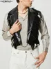 Men's Vests INCERUN Men Vests Feather PU Leather Patchwork Fashion Backless Irregular Waistcoats Men Streetwear Lapel Sleeveless Vests 230822