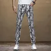 Men's Jeans 2023 Fashion High Quality Retro Summer Handsome Personality Embroidered Snake Print Pattern Pants