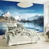 배경 화면 커스텀 자연 조경 산과 호수 거실 침실 배경 PVC PO 벽화 PVC