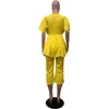 Kvinnors tvåbitar byxor Kvinnor Matchande Set Solid Color Ruffle Top Fashion Yellow Trousers African Suit Spring Femme 2023 Ankomster