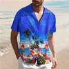 Мужские повседневные рубашки Кокосовое дерево гавайская рубашка мужчина 3D Пятный пляжный