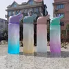 Water Bottles 600ml Space Octagonal Cup With Straw Gradient Protable Outdoor Leakproof Sports Bottle Kettle Drinking