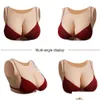 Breast Form Sile Breastplate Fake Forms For Crossdresse Drag Queen Cosplay B-G Cup Cotton Filling Round Neck Drop Delivery Dh4Ue