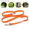 Dog Collars Leashes Diving cloth Padded Dog Leash Double Head two dog Leashes P chain Collar Adjustable Long Short rope Dog running Training Leads HKD230822