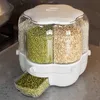 Garrafas frascos recipiente de armazenamento de cozinha recipiente de armazenamento grande de alimentos 360 ° Castos de arroz giratórios dispensador de cereal selado Caixa de grão de arroz 230821