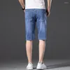 Mäns shorts plus size denim 42 44 46 Summer Classic Style Regular Fit Casual Cotton Light Blue Short Jeans Manlig märke