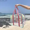 Totes Waterproof Beach Bags for Women PVC Clear Jelly Handbags Large Swim Storage Bag Transparent Shoulder Bag Designer Bags Shopper HKD230823