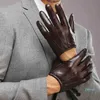 Целая мода Men Men Подлинная кожаная перчатка запястья перчатка для овчины для мужчины Тонкая зима за рулем Пяти пальцев вырвано M017PQ2597