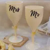 Duvar çıkartmaları 6pcsset mr ve mrs şarap gözlük çıkartması lyweds nişan düğün hediyesi şampanya cam dekal dekorasyon 230822