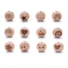 Toys de dentes 50pcs faia contas de madeira 16mm 16 mm com um padrão de animal de arco -íris estampado de 16 mm para o colar de dentição da cadeia de chupeta 230822