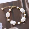 Strand Advanced Light Luxury Fashion Baroque Natural Pearl Bracelet Womens Geometric Irregular Gold Plated Hand Accessories