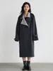 Trench da donna Chic Ven Women Wear Coat Solido Contrasto sciolto COLLARE DOPPIO Sfrigo a vento Lunghe Office Lady Spring Autumn 230822