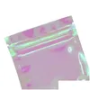 Sacs d'emballage en gros irisé auto-scellant sac pochettes cosmétiques en plastique laser holographique maquillage hologramme fermeture à glissière Lx2914 livraison directe Dhtjw