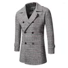Ternos masculinos outono/inverno 2023 casaco de moda tweed slim bastão duplo código de traje longo 9897