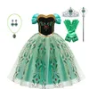 Mädchenkleider Anna Kostüm für Mädchen Prinzessin Dress up Kinder grüne Cosplay -Kleidung Kinder Geburtstagsfeier schickes Karnevalskleid 310 Jahre 230822