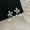 Boucles d'oreilles bijoux Version coréenne perle Zircon femme tempérament cuivré en gros