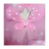 Autres fournitures de fête d'événement Ensemble de costumes LED Flutterby Girls - Bandeau de baguette Tutu avec ailes de papillon lumineuses pour les 2 à 8 ans parfait Dhcbx