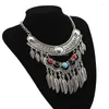 Choker Senhua Fashion Women Lady National Style Antique Silver Plated Feather Tassels Colar Uttalande Halsband smycken Femme Mn610