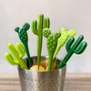 Akşam yemeği setleri 6pcs Cactus Meyve Çatalları Yeniden Kullanılabilir Yaratıcı Tatlı Meze Parti Festivali Dekoratif Kür Kıklılıkları Taşınabilir Çocuk Çubukları