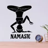 Stickers muraux Yoga Decal Fleur Om Signe Femme Headstand Namaste Home Decor Design Affiche auto-adhésive