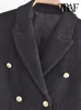 Kvinnors kostymer blazers traf kvinnor mode tweed beskuren blazer kappa vintage långärmad framknappar kvinnliga ytterkläder chic veste femme 230822