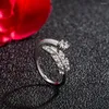 Cluster Rings Women's 925 Silver Ring Chic Feather Design Open Original Wedding Band Bridal Jewelry Accessories Adjustmen