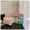 Totes New Trendy Summer Women Girls Transparent Rainbow Jelly Handbag Laser PVC Beach Tote Ladies Hologram Swimming Bag HKD230822