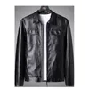 Мужские куртки весенняя осень мужская мотоциклетная кожаная куртка высококачественная мода причинно -следственная шерсть