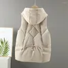 Gilets pour femmes automne hiver veste en coton gilet manteau à capuche sans manches court femme gilet vêtements d'extérieur Chaleco Mujer