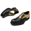 Klänningskor Oxford skor mäns brittiska läder toppskikt kohud svart guld kontrasterande färg mäns formella affärsläderskor 230821