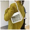 Totes 2023 Summer Women Clear Transparent Crossbody Bag Female Jelly Handväskor och Purses Acrylic Chain Square Shoulder Bag Bolsos HKD230823