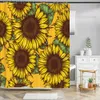 Shower Curtains Sunflower printed bathroom curtain floral shower curtain waterproof fabric bath curtain for bathroom home decor R230822