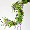 Decorative Flowers Wreaths 7ft 2m Flower String Artificial Wisteria Vine Garland Plants Foliage Outdoor Home Trailing Fake Hanging Wall Decor 230822