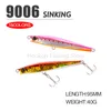 Betar lockar 95mm 40G110mm 48G90mm 40G Vinter Minnow Sinking Fishing Lure Artificial Bait Pesca Wobbler för Pike Bass Hard Bait9006 230821