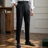 Calças masculinas Itália Business Dress Calças Homens de Alta Qualidade Escritório Social Terno Calças Casuais Casamento Noivo Calças Pantaloni Uomo Casual Damasco 230822