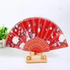 Portable dames vouwen hand vastgehouden fans trouwfeest voorstander van zijden doek bloemen dansshow rekwisieten fan Japanse stijl276g