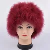 Mulheres Cap de peles de inverno Avelas genuínas Feather Turkey Fur Hat Multicolor Turquia Beanies Hat Full Lined Light Weight203y