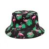 Berets 2023 Panama Bucket Hats Animal Flamingo Print Fisherman Hat Summer Sun For Women Men Reversible Fishing Cap