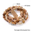 Bracelet extensible en pierre naturelle, 3 brins, améthyste, œil de tigre, ensemble de perles irrégulières, pour femmes et hommes, avec étiquette de souhait, bijoux, pièces/ensemble