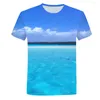 Erkekler Tişörtleri Plaj Tatil Okyanus Tshirt 3D Baskı Erkekler Kadın Unisex T-Shirt Yaz Büyük boyutlu Moda Hızlı Kuru Giysiler Tees