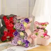 装飾的な花の花輪ローズベア29cm人工箱ガールフレンドアニバーサリークリスマスバレンタインギフト結婚式の誕生日230822