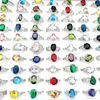 Wholesale 100pcs Rings For Women Golden Plated Multicolor Zircon Stone Fashion Jewelry Accessories Party Gift With A Display Box