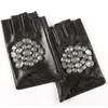 Gloves Fashion2018 Rhinestone Inlay Fingerless Leather Gloves Casual Trendy High Quality Autumn Women Allmathch BE489203v