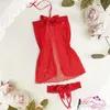 女性セクシーなランジェリーオフショルダーホルターレースドレスボウノットG-String Thongs BabyDoll Sleepwearセクシーな女性2PCSセット318Q