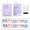 False Nails 24Pcs Artificial Gradient Short Coffin Press On Ballerina Fake Nail Full Cover For Home Office Wearable Art Tips