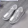 Water Shoes 2022 Autumn Men Casual Shoes Silver Men's Board Shoes Light Sports Shoes Men Tennis Sneaker Soft Laser Silver Man Flat Sneakers HKD230822